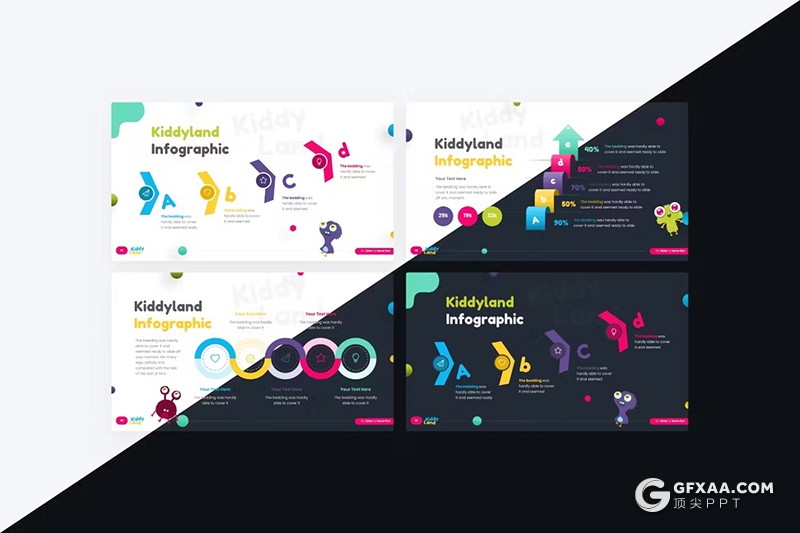 64页国外高级创意动画儿童早教培训趣味教育主题keynote模板11种配色 - 顶尖PPT