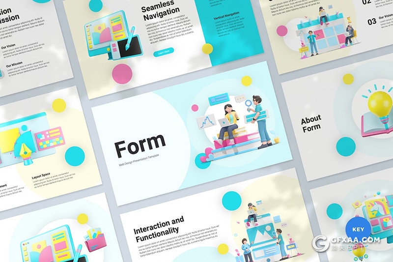30页卡通Web设计主题商务通用Keynote模板 - 顶尖PPT