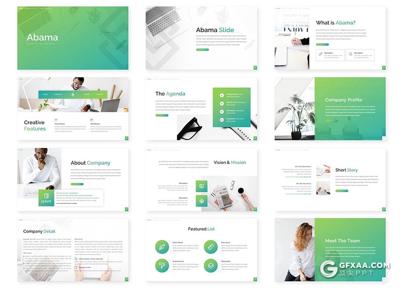 30页业务展示商业计划业务合作团队介绍商务通用国外PPT模板5种配色 - 顶尖PPT