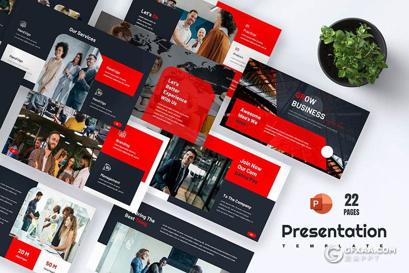 22页企业团队介绍商业合作商务通用国外PPT模板 - 顶尖PPT