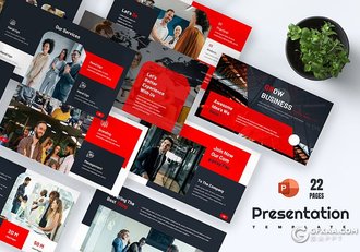 22页企业团队介绍商业合作商务通用国外PPT模板 - 顶尖PPT