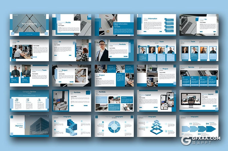 43页简约大气企业简介商业计划商务通用国外PPT模板 - 顶尖PPT