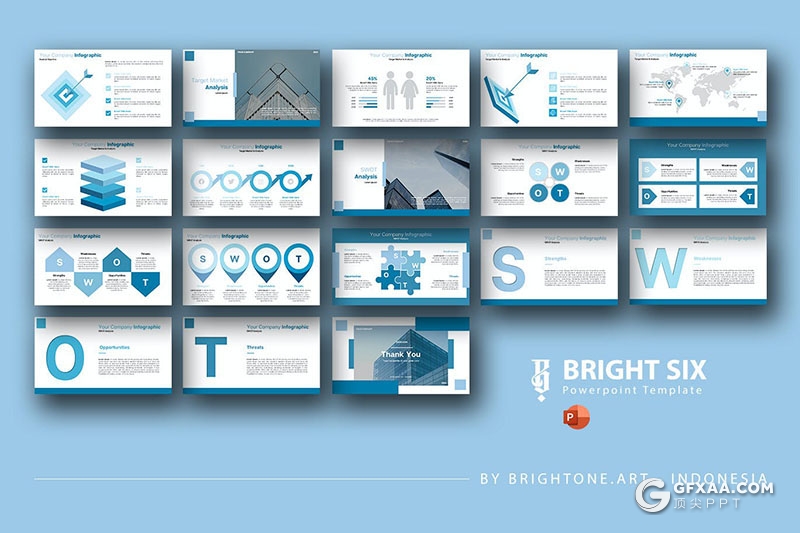 43页简约大气企业简介商业计划商务通用国外PPT模板 - 顶尖PPT
