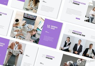 30页紫色商业计划团队介绍商务通用国外PPT模板 - 顶尖PPT