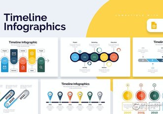 多色彩业务时间表图形图表PPT模板 - 顶尖PPT