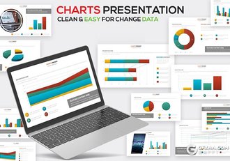 35页智能excel数据图形美化ppt条形图柱形图圆饼数据图PPT模板 - 顶尖PPT