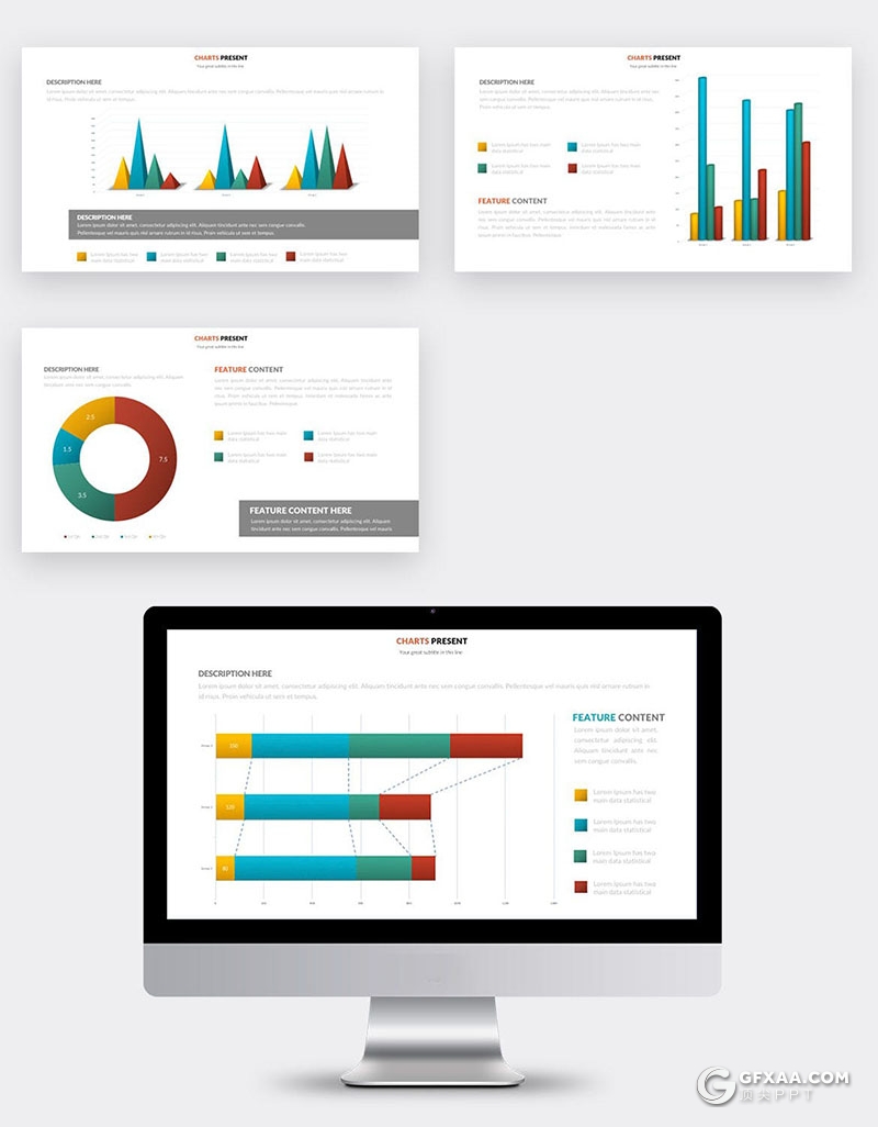 35页智能excel数据图形美化ppt条形图柱形图圆饼数据图PPT模板 - 顶尖PPT