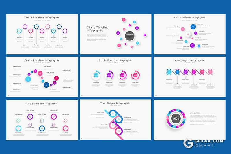 32页彩色创意PPT图形图表要点图形PPT模板 - 顶尖PPT
