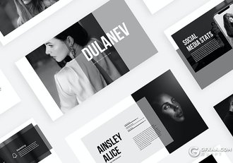 30页简约大气黑白杂质风摄影图片展示通用国外PPT模板 - 顶尖PPT