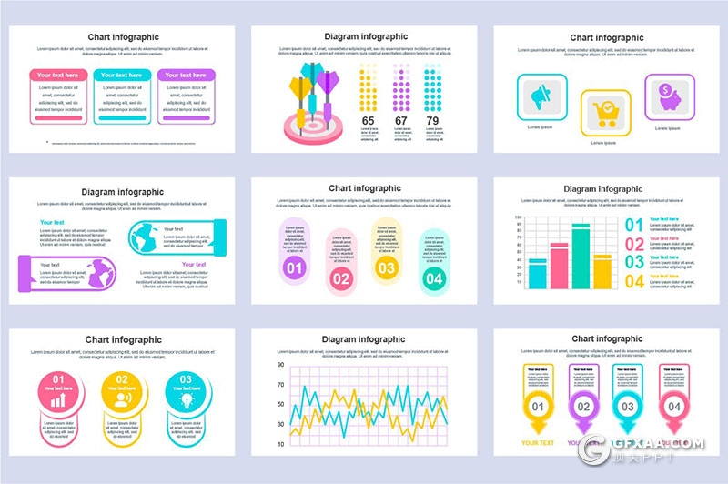45页多色彩财务数据分析信息图形图表PPT模板 - 顶尖PPT
