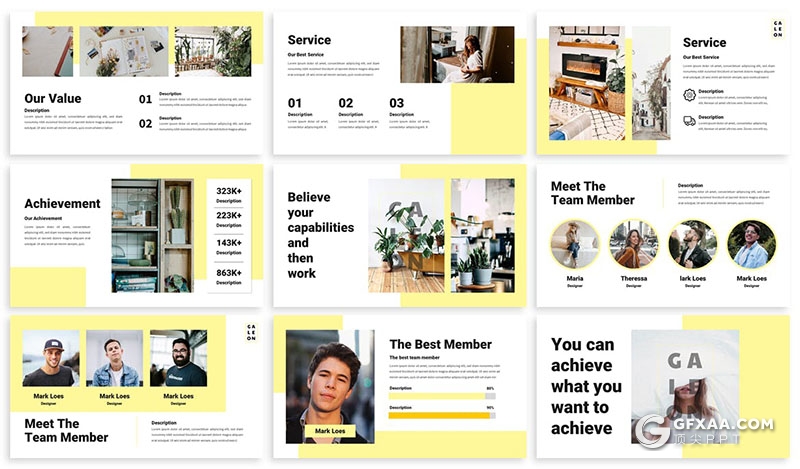 30页简约大气业务合作摄影展示团队介绍多用途PPT模板6种配色 - 顶尖PPT