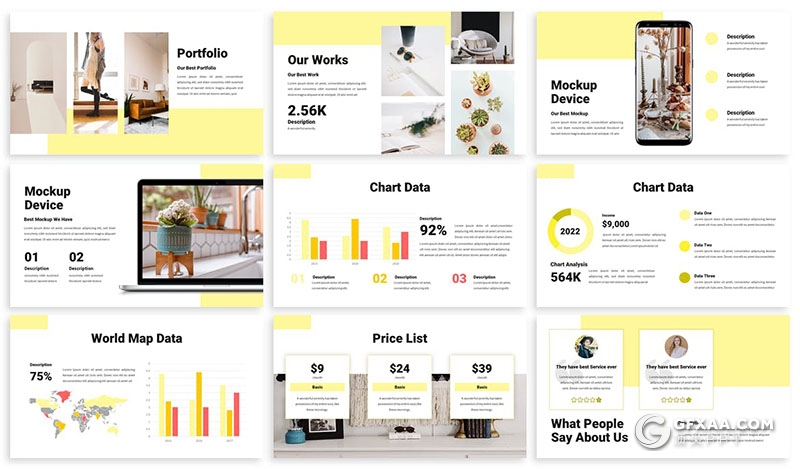 30页简约大气业务合作摄影展示团队介绍多用途PPT模板6种配色 - 顶尖PPT