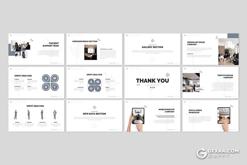 30页简约大气企业简介商业计划商务通用国外PPT模板5种配色 - 顶尖PPT