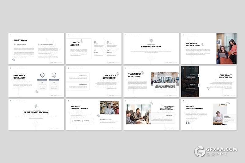 30页简约大气企业简介商业计划商务通用国外PPT模板5种配色 - 顶尖PPT