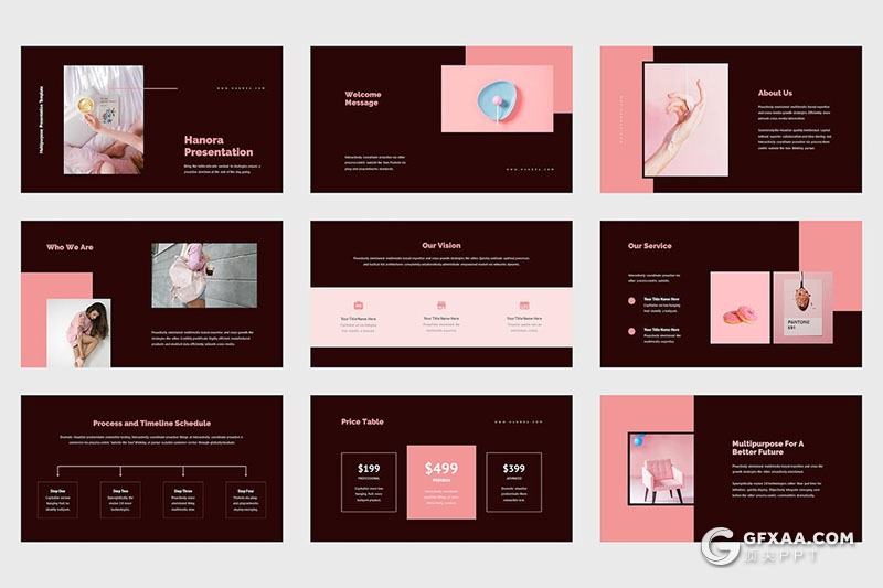 42页粉色大气精美产品展示多用途国外PPT模板 - 顶尖PPT