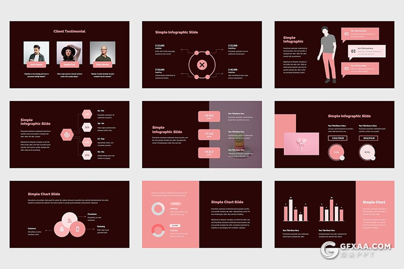 42页粉色大气精美产品展示多用途国外PPT模板 - 顶尖PPT