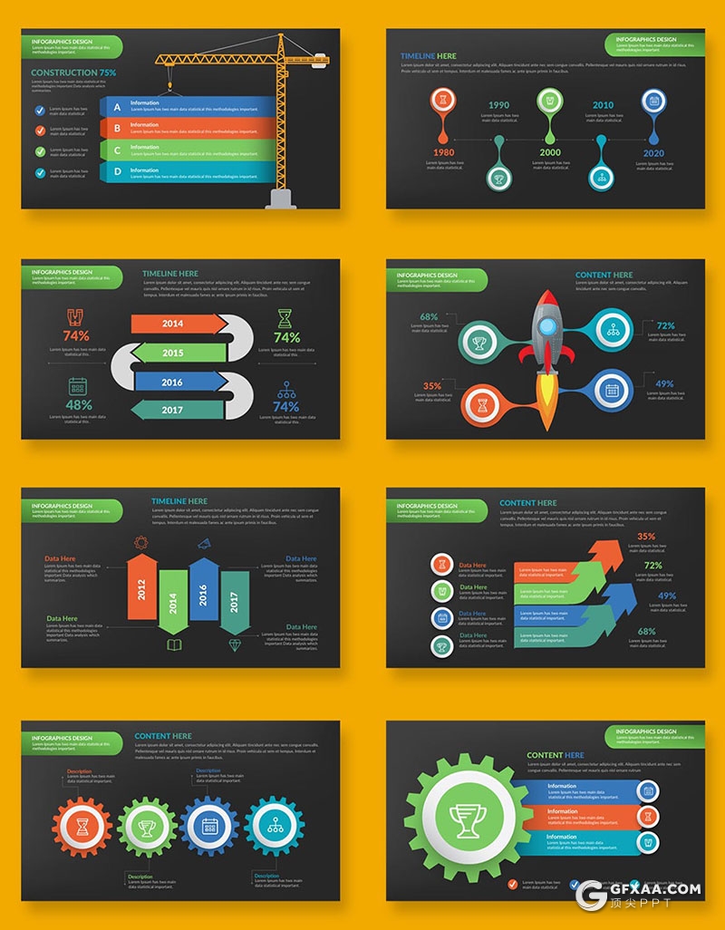 34页多色彩商务数据分析图形图表PPT模板 - 顶尖PPT