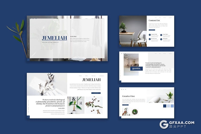 30页文艺小清新风格室内盆栽植物介绍展示PPT模板 - 顶尖PPT