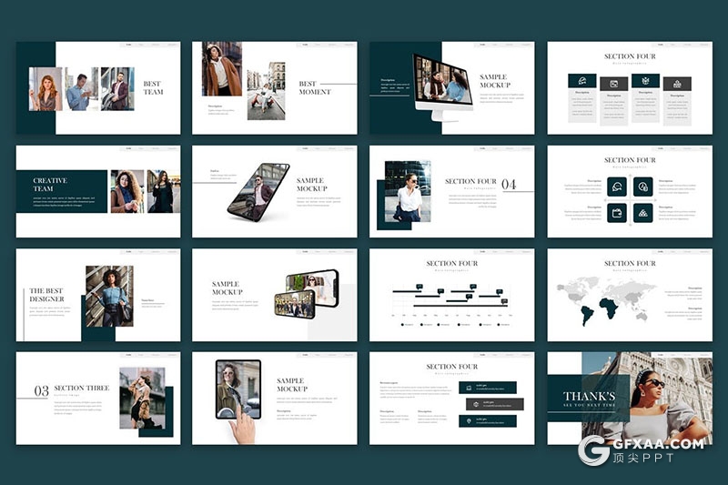 30页文艺风摄影展示产品展示多用途PPT模板5种配色 - 顶尖PPT