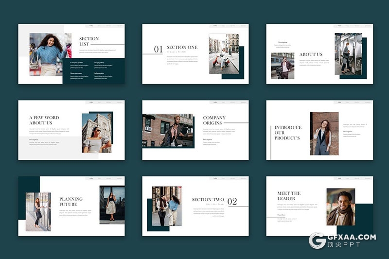 30页文艺风摄影展示产品展示多用途PPT模板5种配色 - 顶尖PPT