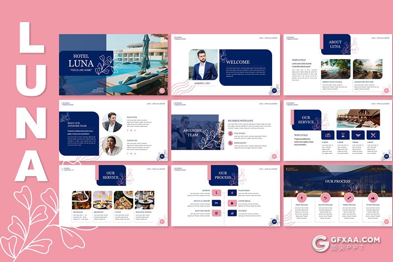 30页酒店管理酒店项目介绍度假村宣传通用国外PPT模板 - 顶尖PPT