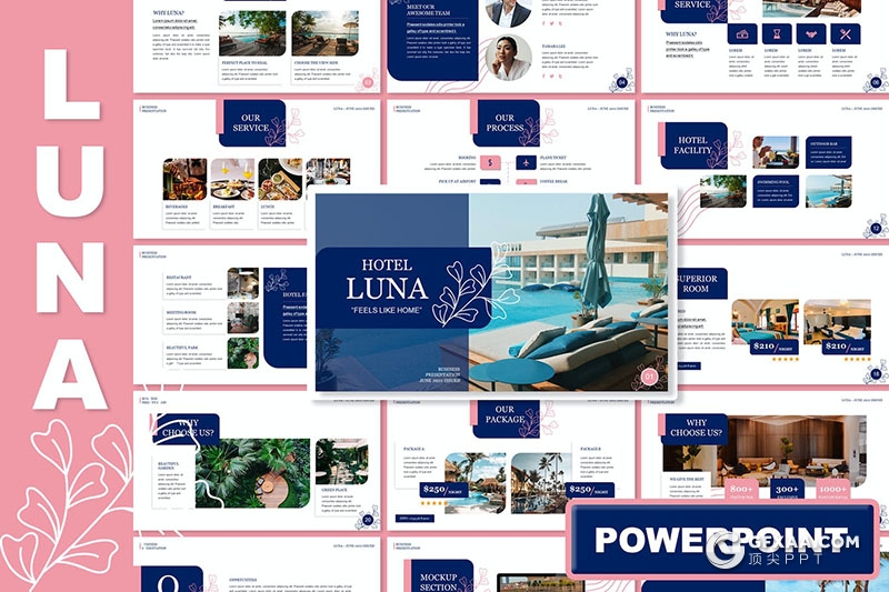30页酒店管理酒店项目介绍度假村宣传通用国外PPT模板 - 顶尖PPT