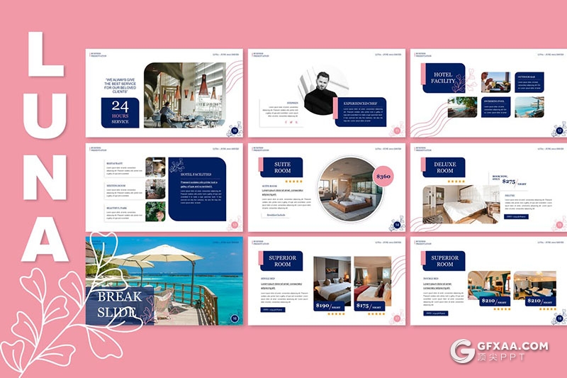 30页酒店管理酒店项目介绍度假村宣传通用国外PPT模板 - 顶尖PPT