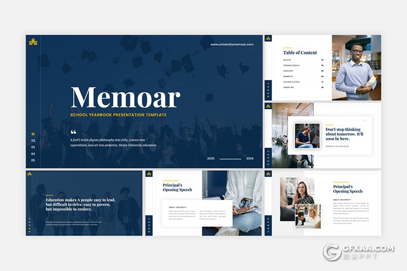 30页大学教育宣传教育培训大学生活展示国外PPT模板 - 顶尖PPT