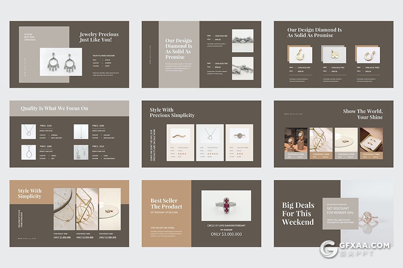 42页珠宝首饰展示摄影珠宝发布会国外PPT模板 - 顶尖PPT