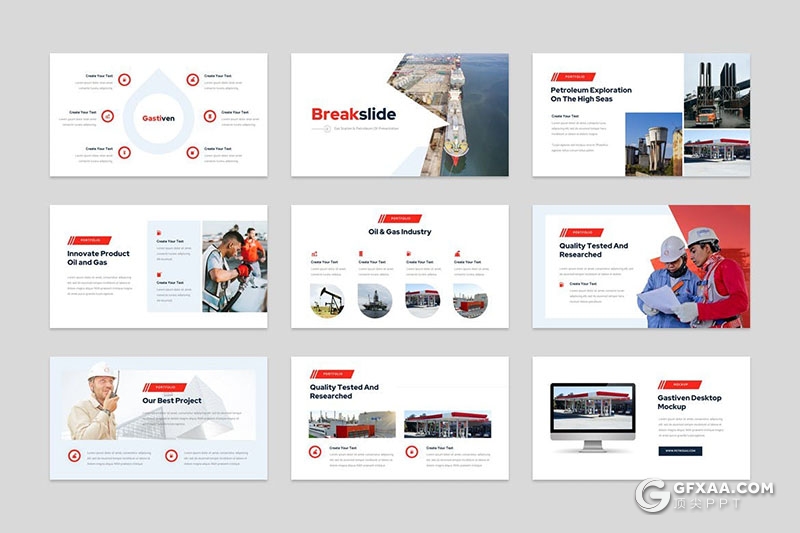 30页简约大气石油开采介绍PPT模板 - 顶尖PPT