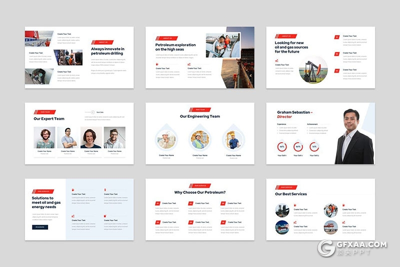 30页简约大气石油开采介绍PPT模板 - 顶尖PPT