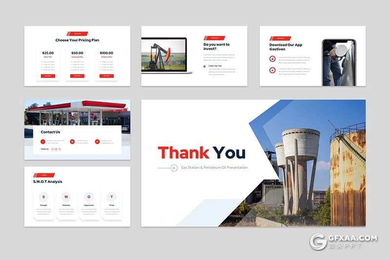 30页简约大气石油开采介绍PPT模板 - 顶尖PPT