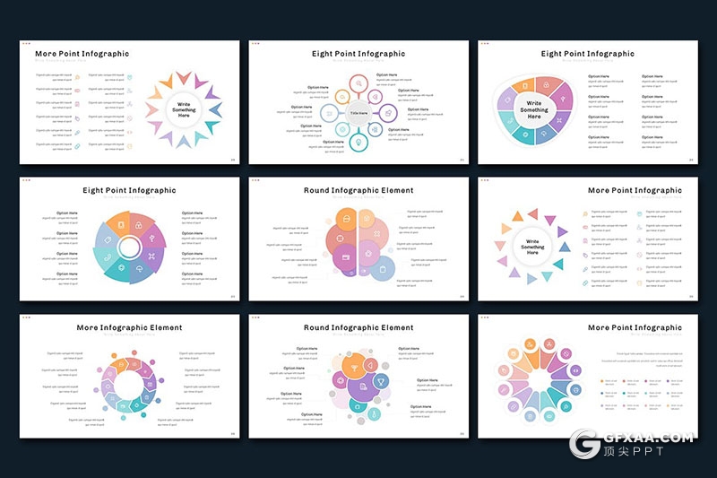 36页多色彩精美大气商务数据展示图形图表PPT模板 - 顶尖PPT