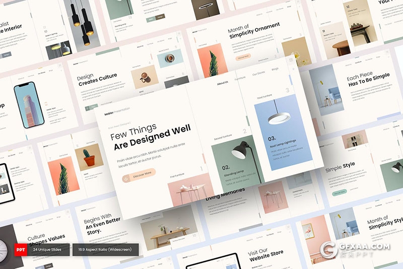 24页产品展示家居产品设计介绍宣传展示多用途国外PPT模板 - 顶尖PPT