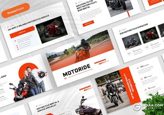30页摩托车租赁户外摩托车比赛运动户外冒险项目介绍展示PPT模板 - 顶尖PPT