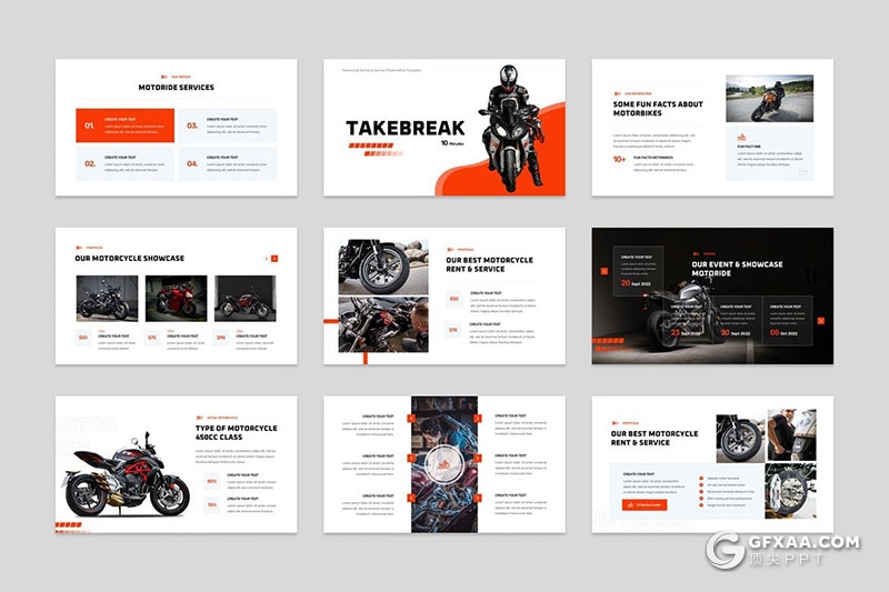 30页摩托车租赁户外摩托车比赛运动户外冒险项目介绍展示PPT模板 - 顶尖PPT