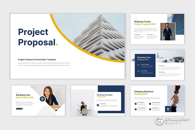 27页简约大气业务演示公司项目提案商业计划商务通用国外PPT模板 - 顶尖PPT
