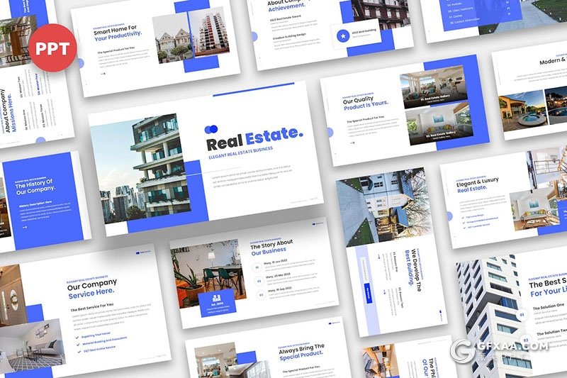 36页简约大气房地产项目介绍宣传PPT模板3种配色 - 顶尖PPT
