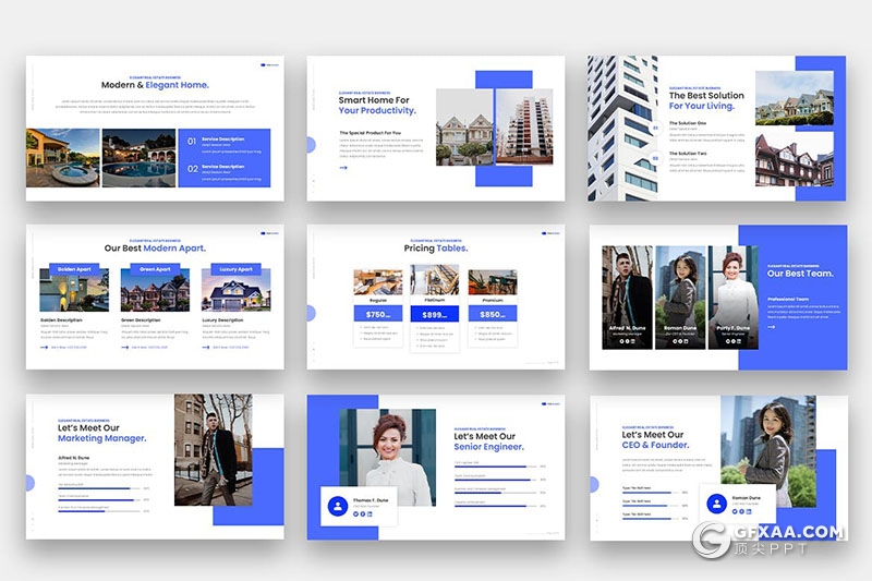 36页简约大气房地产项目介绍宣传PPT模板3种配色 - 顶尖PPT
