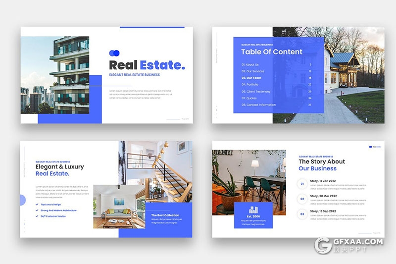 36页简约大气房地产项目介绍宣传PPT模板3种配色 - 顶尖PPT