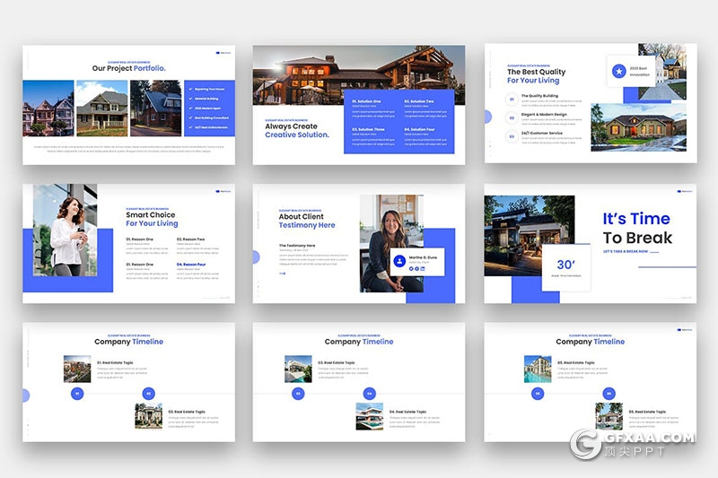 36页简约大气房地产项目介绍宣传PPT模板3种配色 - 顶尖PPT