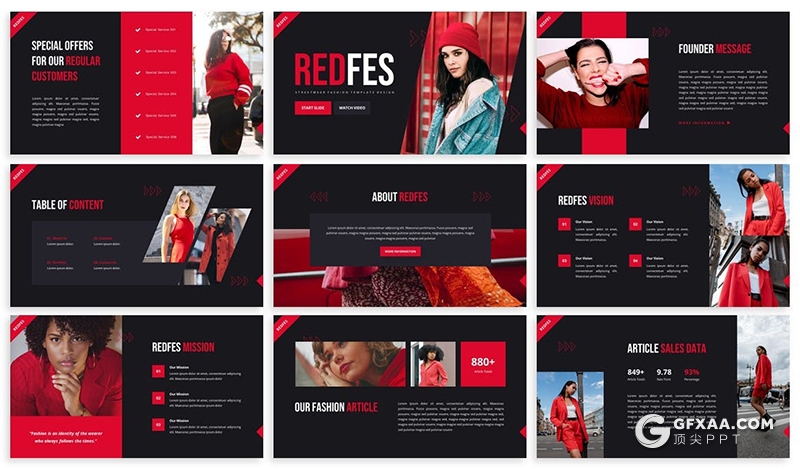 30页大气时尚模特摄影展示服装展示服装活动策划多用途国外PPT模板 - 顶尖PPT