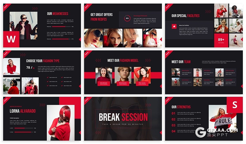 30页大气时尚模特摄影展示服装展示服装活动策划多用途国外PPT模板 - 顶尖PPT