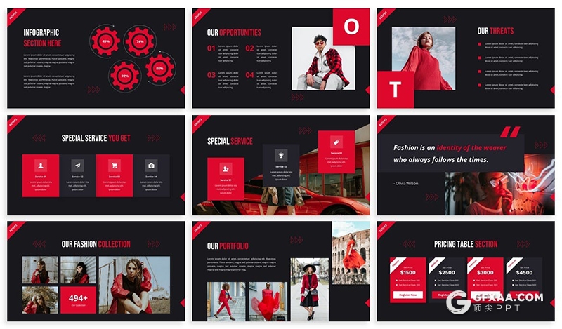 30页大气时尚模特摄影展示服装展示服装活动策划多用途国外PPT模板 - 顶尖PPT