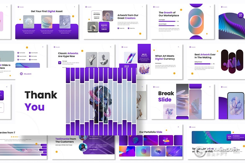 30页渐变紫色精美大气企业商务合作多用途国外PPT模板 - 顶尖PPT