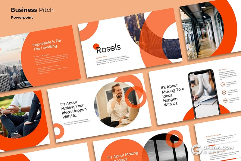 30页橙色精美时尚年计划总结企业合作商务通用国外PPT模板 - 顶尖PPT