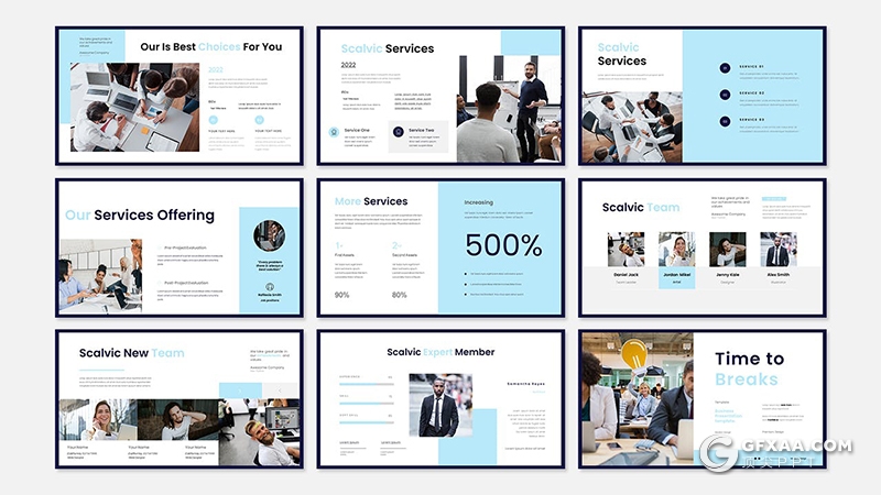 30页简约精美团队介绍企业简介商业计划商务通用国外PPT模板 - 顶尖PPT
