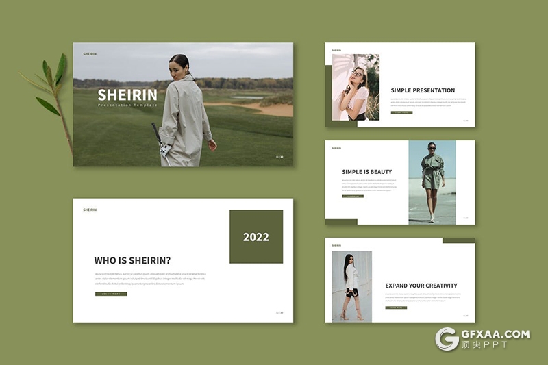 30页服装摄影展示模特摄影展示国外PPT模板5种配色 - 顶尖PPT