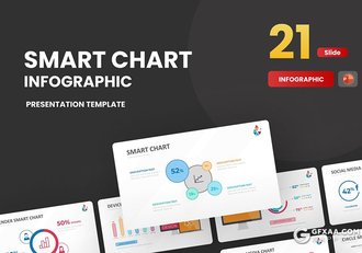 21页多色彩精美时尚商务数据展示图形图表PPT模板 - 顶尖PPT