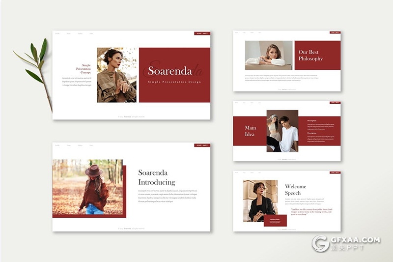 30页模特摄影展示服装摄影展示多用途国外PPT模板5种配色 - 顶尖PPT